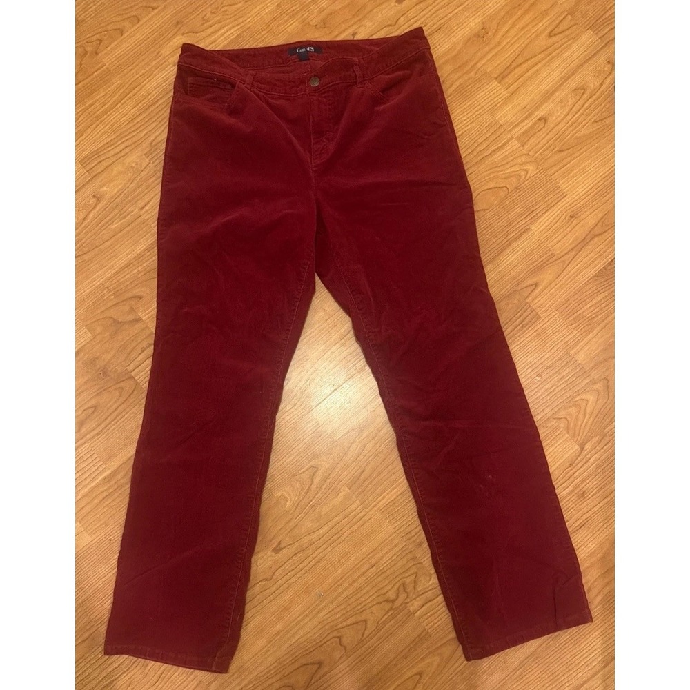 Chaps Women's Red Corduroy Pants Size 14 Straight Leg Mid Rise 5 Pocket Jeans